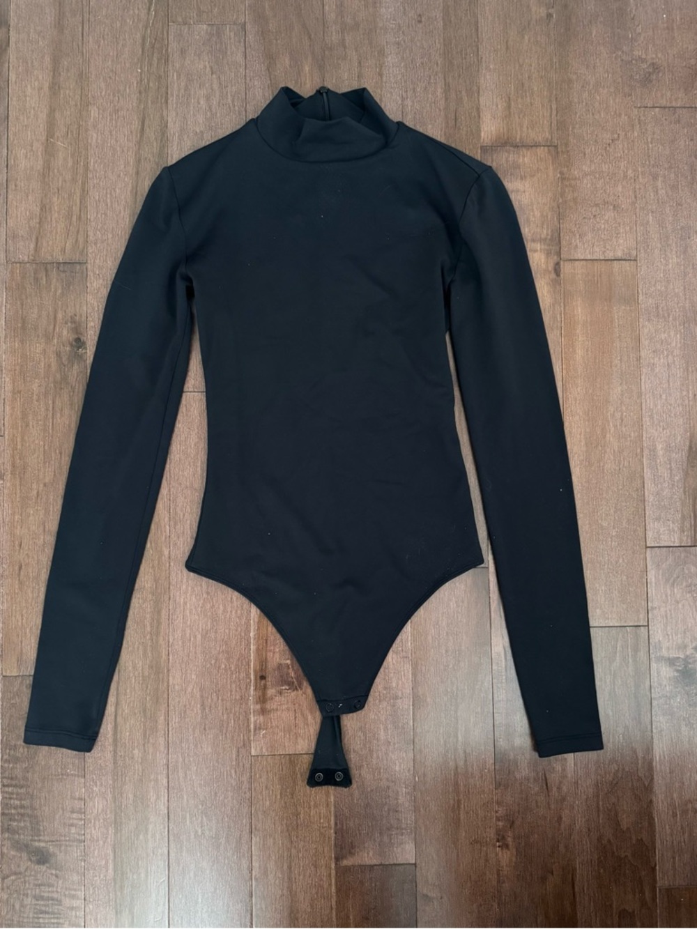 Black Long-Sleeve Mock Neck One-Piece Bodysuit - Picture 2 of 5